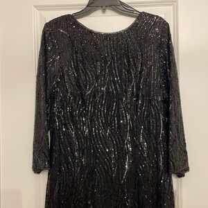 SLNY gorgeous black sequined dress in size 16